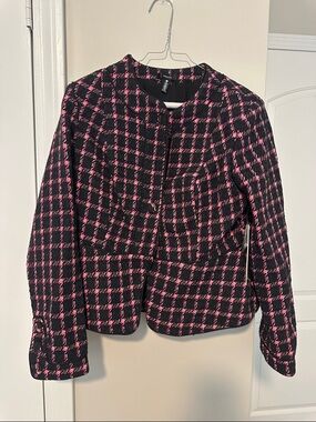 Pink & Black Houndstooth Jacket - Classic Women's Coat